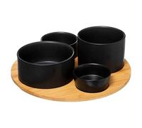 - Set Apéritif 5 Pièces "Modern Wood" 33cm Noir