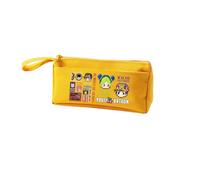 JJBA Jotaro Trousse à crayons Kira Giorno Giovanna - Trousse à crayons Anime Kira Yoshikage - Grande capacité - Avec poignée - Organiseur de maquillage - Porte-monnaie, jaune, 21 x 9.5 x 4.7CM