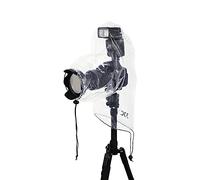 JJC 2 Housses de Protection Contre la Pluie pour Appareil Photo Canon Nikon et Autres appareils Photo Reflex numériques avec Objectif et Flash - Housse de Pluie Transparente - Type C