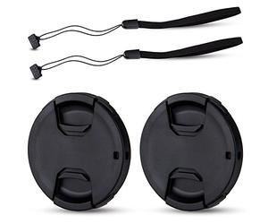 JJC 37 mm Lens Cap Lot de 2 à Clipser pour objectifs d'appareil Photo Avant + élastique Cache Objectif pour Canon Sony remplace Olympus Lc-37b Bouchon Avant d'objectif