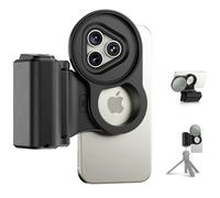 JJC Adaptateur de filtre de téléphone 2 en 1 67 mm et poignée magnétique de téléphone de style reflex numérique pour iPhone 16 Pro/15 Pro/14 Pro - Support de téléphone de bureau vertical avec