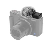 JJC Adaptateur griffe avec manchon de vent compatible avec Sony ZV-E10 II, ZV-1 II, ZV-E1, ZV-1F, ZV-E10, ZV-1 Vlog, microphone coupe-vent et pare-brise en fourrure (noir)