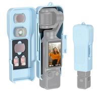 JJC Coque pour DJI Osmo Pocekt 4 3, Étui de Protection Pocket Caméra Vlog | Coque de Protection Rigide Bleue, avec Compartiments pour 3 Filtres Magnétiques & 2 Cartes Micro SD, Rembourrage Silicone