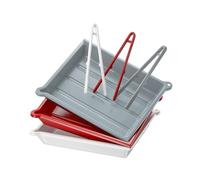 JJC Darkroom Lot de 3 plateaux de développement de films d'impression photo avec clip en silicone, port de drainage et fente pour thermomètre, 33,4 x 38,4 cm, blanc, rouge et gris