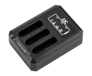 JJC DCH-DB110 Chargeur de batterie triple USB (Ricoh DB-110/Olympus LI-90B/Canon LP-E8)