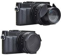 JJC DMW-LFAC1 couvercle de capuchon d'objectif automatique pour LEICA D-Lux8 D-LUX 7 D-LUX(Typ 109) Panasonic LUMIX DMC-LX100 DMC-LX100II DC-LX100M2 noir