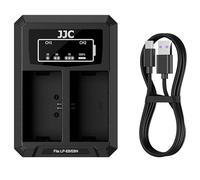 JJC Double chargeur de batterie avec port de type C pour Canon LP-E6 / LP-E6N, chargeur pour EOS R5 Mark II, R7 R 90D 80D 70D 60D 6D Mark II 7D 5D Mark IV III II