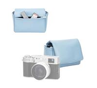 JJC Étui compact en cuir microfibre avec fermeture magnétique pour Fuji X100VI X100V X-E5 w XF23 mm XF27 mm F2.8 et PowerShot V1, sac de rangement de protection avec poche arrière zippée, bleu