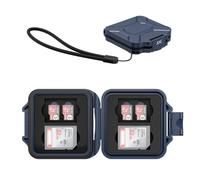JJC Étui de Rangement Fin pour 4 SD et 8 Micro SD TF Cartes Mémoire, Bleu | Résistant à l'eau, Anti-Choc, Porte-Cartes SD SDHC SDXC, Support de Rangement TF pour Photographes