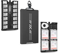 JJC Étui de rangement pop-up en métal ultra fin pour 12 cartes mémoire Micro SD TF MSD + 4 SD + 2 cartes Nano SIM - avec mousqueton à tête plate outil de retrait de carte micro SIM & mini règle