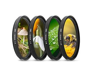 JJC Kit de filtres Macro 52 mm (+2, 4, 8, 10) avec Pochette de Filtre pour Nikon D90 D750 D7500 D5600 + AF-S DX NIKKOR 35 mm f/1.8G et Autres objectifs filetés 52 mm