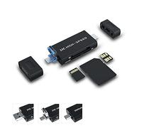 JJC Lecteur de Carte SD en métal, 3 en 1 USB 3.0 Micro USB 2.0 Type-C 3.0 avec 3 emplacements pour Cartes Lecteur de Carte Facile à Utiliser pour Les Cartes mémoire SD Micro SD NM Nano (Noir)