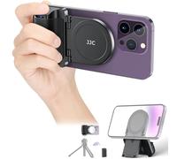 JJC Magsafe - Poignée magnétique pour téléphone mobile avec télécommande Bluetooth pour iPhone 16, 15, 14, 13 et Android, support de bureau et adaptateur de trépied, couleur noir