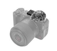JJC Manchon de vent - Sabot de pare-brise compatible avec appareil photo Canon EOS R50V Vlog, adaptateur de sabot froid avec microphone coupe-vent en fourrure (noir)