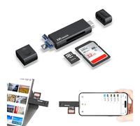 JJC Metal USB 3.0 Lecteur de Carte SD pour iPhone 15 Pro Max Plus, 3-en-1 USB 3.0 Micro USB 2.0 USB-C 3.0 Lecteur de Carte Externe pour SD Micro SD TF UHS-I Cartes Mémoire (Noir), CRUTC3IIBKHF