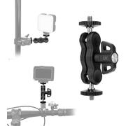 JJC Mini bras magique articulé à double tête sphérique avec vis 6,35 mm - 20 - Alliage d'aluminium - Support réglable à 360° - Support de serrage pour caméra Action 6 5 Pro Inst360 X5 X4 Air DSLR Cage