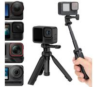 JJC Mini Trépied Perche à Selfie 2 en 1 pour DJI Osmo Action 6 5 Pro 4 3 | Longueur Réglable de 110 à 246 mm, pour Gopro Hero 13 12 11 & Insta 360 Ace Pro 2 & Brave 8 7 Caméra Sport Action Cam, Noire