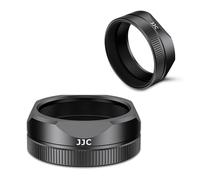 JJC Paresoleil d'objectif carré en alliage d'aluminium avec capuchon d'objectif pour appareils photo Fujifilm X demi-caméras, avec support de bouchon d'objectif - Gris foncé