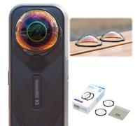 JJC Protection de Objectif pour Insta360 X5 Protège-Objectifs Standard | Protecteur d'objectif Avant et Arrière Insta 360 X5, avec Chiffon Microfibre, Dureté de 6H, Transmission lumineuse 96,5 %