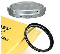 JJC Silver LX100 Capuchon de protection automatique compatible avec Panasonic Lumix LX100 LX100 II Leica D-LUX Typ 109 D-LUX 7, LX100II Mark II M2, D LUX 7 Filtre UV MRC Nano MC 43 mm