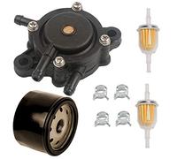 JJDD Filtre à huile pompe à carburant avec collier de serrage pour John Deere 108 L105 102 115 105 X120 X145 L107 L108 LA125 LA115 LA105 D110 D105 Tracteur gazon MIA12509 MIA11141449 74.