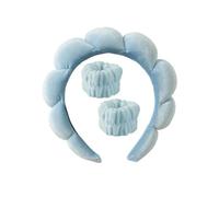 JJDFW Bandeau de spa en éponge avec bracelets pour laver le visage Large bandeau rembourré pour soins de la peau Démaquillage Douche Femmes Filles