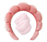 JJDFW Bandeau de spa en éponge avec bracelets pour laver le visage Large bandeau rembourré pour soins de la peau Démaquillage Douche Femmes Filles