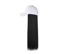 JJDFW Baseball Cap With Hair Extensions Long Curly Hairstyle Adjustable Removable Wig Hat 17.7inch For Woman Girl