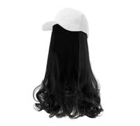 JJDFW Baseball Cap With Hair Extensions Long Curly Hairstyle Adjustable Removable Wig Hat 17.7inch For Woman Girl