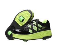 JJDFW Baskets à roulettes à 2 roues pour enfants et adultes - Chaussures de marche 2 en 1 avec roues en ligne intégrées, semelle basse épaisse, sangle croisée - Dessus en maille respirante - Bonnet