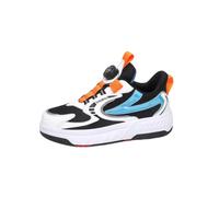 JJDFW Baskets à roulettes rétractables à 4 roues pour enfants, tige en maille avec fermeture torsadée, chaussures 2 en 1, semelle épaisse à tige basse, noir et blanc