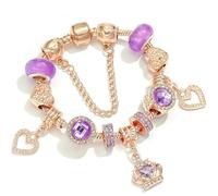 JJDFW Bracelet à breloques style printemps pour femme avec chaîne serpent marguerite rose DIY breloques pendentifs bijoux tendance, 21cm