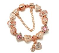 JJDFW Bracelet à breloques style printemps pour femme avec chaîne serpent marguerite rose DIY breloques pendentifs bijoux tendance, 16cm