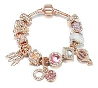 JJDFW Bracelet à breloques style printemps pour femme avec chaîne serpent marguerite rose DIY breloques pendentifs bijoux tendance, 21cm