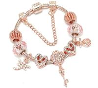 JJDFW Bracelet à breloques style printemps pour femme avec chaîne serpent marguerite rose DIY breloques pendentifs bijoux tendance, 16cm