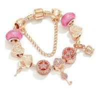 JJDFW Bracelet à breloques style printemps pour femme avec chaîne serpent marguerite rose DIY breloques pendentifs bijoux tendance, 16cm