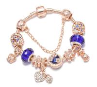 JJDFW Bracelet à breloques style printemps pour femme avec chaîne serpent marguerite rose DIY breloques pendentifs bijoux tendance, 16cm