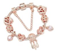 JJDFW Bracelet à breloques style printemps pour femme avec chaîne serpent marguerite rose DIY breloques pendentifs bijoux tendance, 16cm