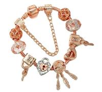 JJDFW Bracelet à breloques style printemps pour femme avec chaîne serpent marguerite rose DIY breloques pendentifs bijoux tendance, 21cm