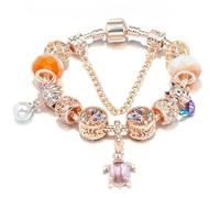 JJDFW Bracelet à breloques style printemps pour femme avec chaîne serpent marguerite rose DIY breloques pendentifs bijoux tendance, 21cm