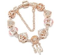 JJDFW Bracelet à breloques style printemps pour femme avec chaîne serpent marguerite rose DIY breloques pendentifs bijoux tendance, 21cm
