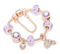 JJDFW Bracelet à breloques style printemps pour femme avec chaîne serpent marguerite rose DIY breloques pendentifs bijoux tendance, 16cm