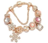 JJDFW Bracelet à breloques style printemps pour femme avec chaîne serpent marguerite rose DIY breloques pendentifs bijoux tendance, 16cm