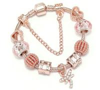 JJDFW Bracelet à breloques style printemps pour femme avec chaîne serpent marguerite rose DIY breloques pendentifs bijoux tendance, 16cm
