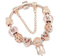 JJDFW Bracelet à breloques style printemps pour femme avec chaîne serpent marguerite rose DIY breloques pendentifs bijoux tendance, 16cm
