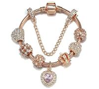 JJDFW Bracelet à breloques style printemps pour femme avec chaîne serpent marguerite rose DIY breloques pendentifs bijoux tendance, 21cm