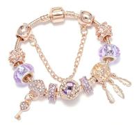 JJDFW Bracelet à breloques style printemps pour femme avec chaîne serpent marguerite rose DIY breloques pendentifs bijoux tendance, 16cm