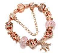 JJDFW Bracelet à breloques style printemps pour femme avec chaîne serpent marguerite rose DIY breloques pendentifs bijoux tendance, 21cm