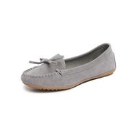 JJDFW - Chaussures à enfiler pour femme - Mocassins plats en daim - Baskets décontractées pour maman, gris, 36.5 EU