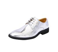 JJDFW Chaussures à Lacets pour Homme Finitions métallisées Effet Miroir | Dentelle PU effet miroir métallisée à lacets or argent